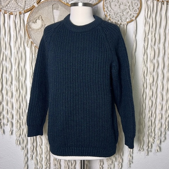Vintage Handcraft LTD 100% New Wool Great Britain Sweater Green and Blue M - Picture 1 of 10